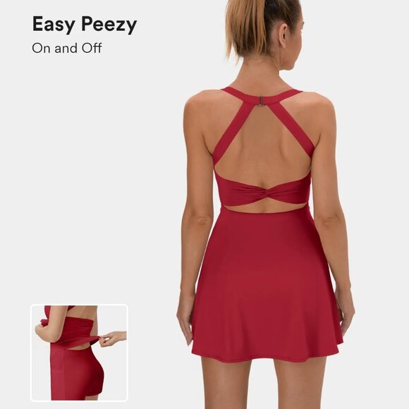 HALARA Dresses & Skirts - NWOT Halara Red Open Back Crossover Strap Dress